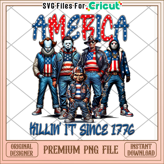 Americakillin it since 1776 design png, 4th of july design png, freedom day png