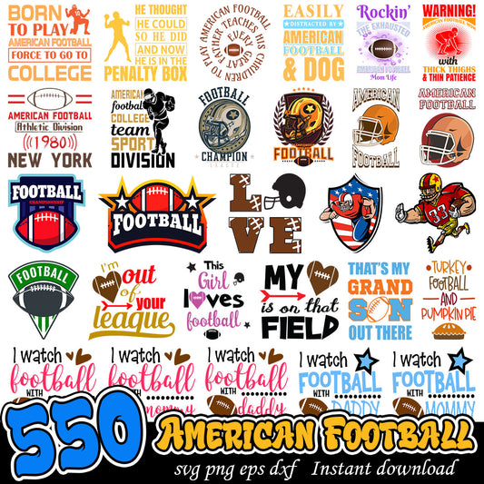 American Football Svg Bundle, USA football vibes bundle