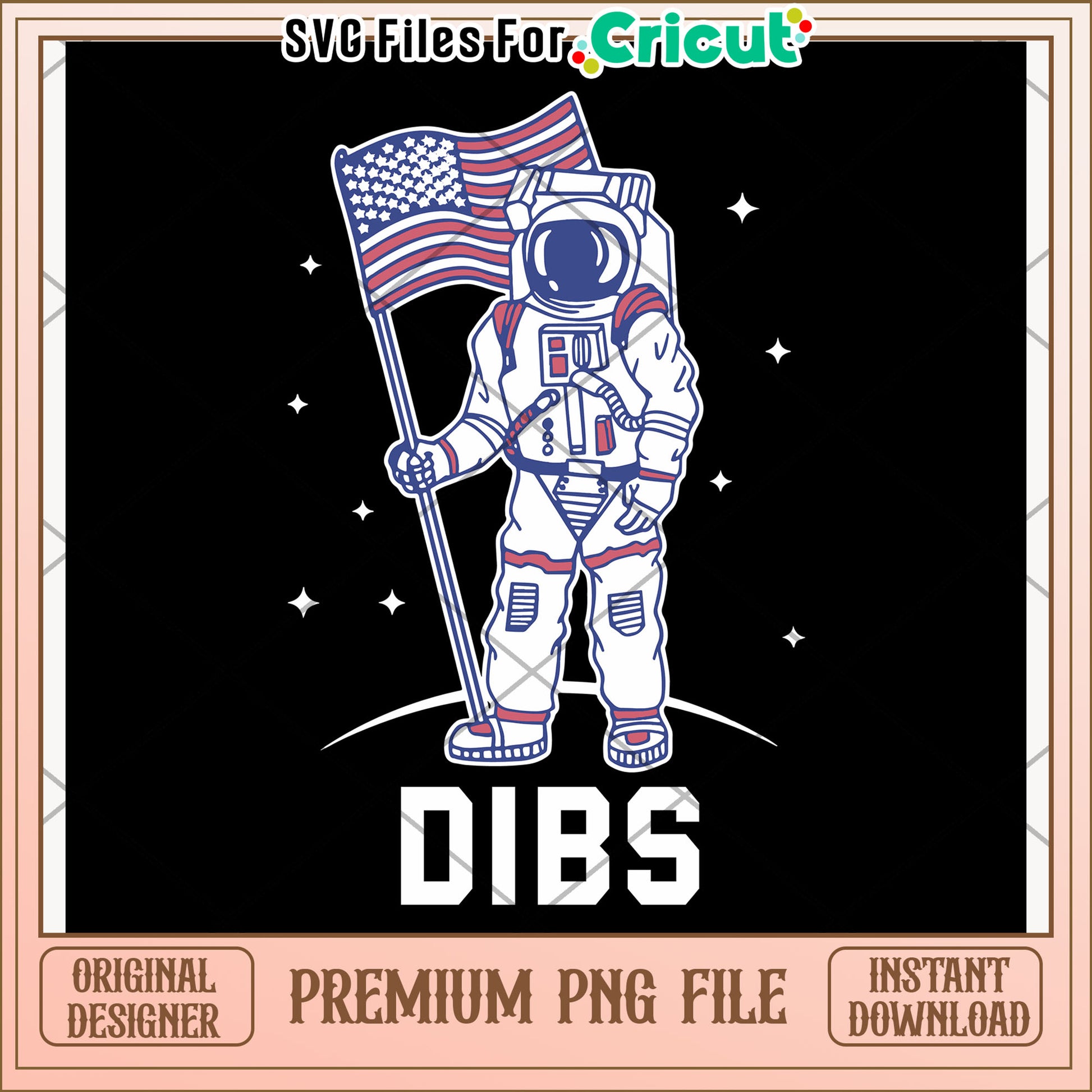 American astronaut dibs png, space theme png, patriotic vibe png