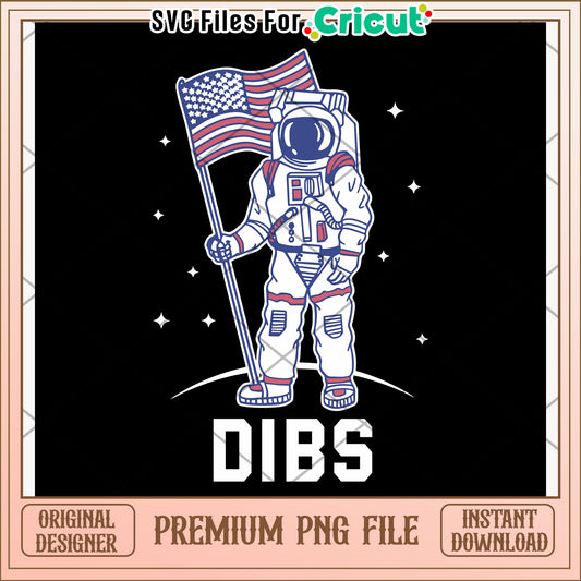 American astronaut dibs png, space theme png, patriotic vibe png