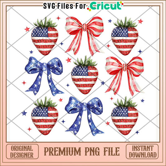American bowtie with strawberry png, america i love​ png, red white and blue png
