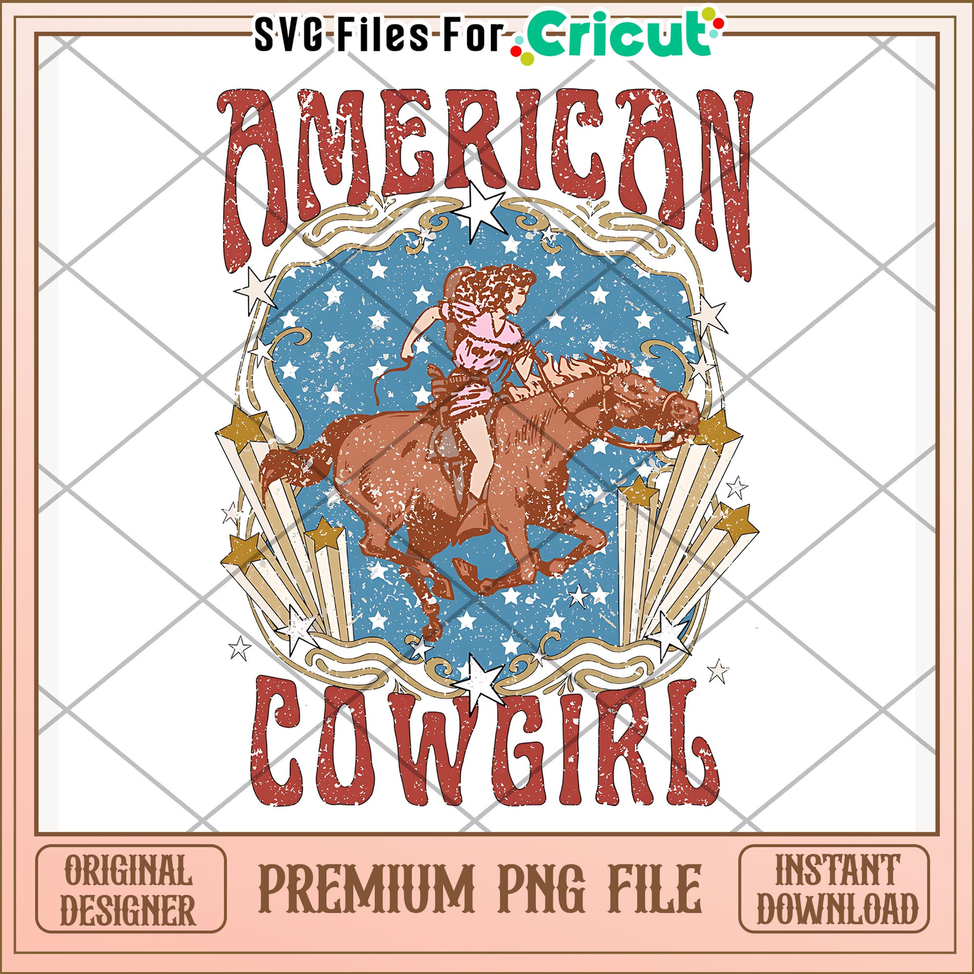 American cow girl png, western style png, patriotic vibe png
