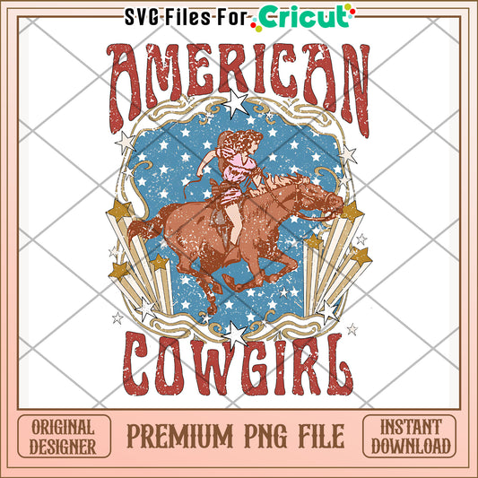American cow girl png, western style png, patriotic vibe png