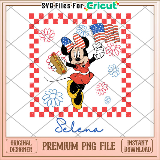 American girl Minnie design png, disney character png, patriotic theme png