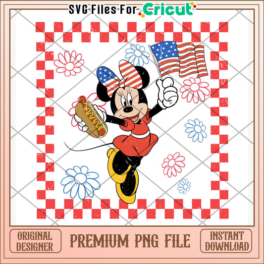 American girl Minnie png, disney character png, patriotic theme png