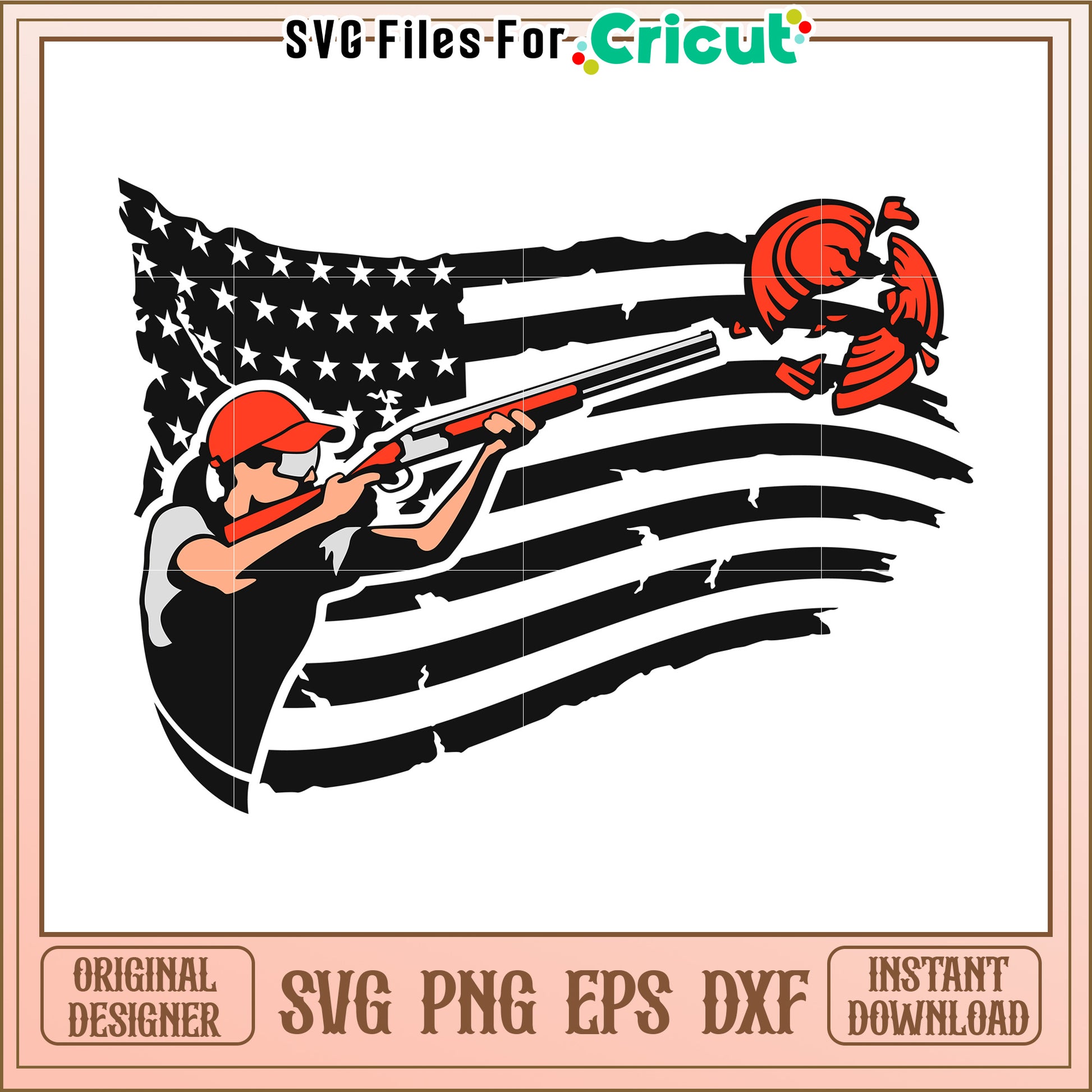 American girl skeet black flag design svg, skeet shooting svg, skeet meme svg