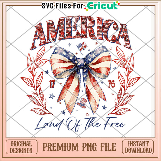 American land of the free bowtie png,  happy 4th of july png, red white and blue png
