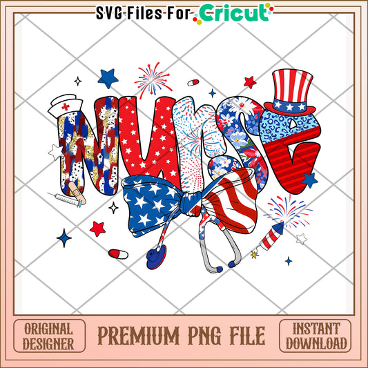 American nurse design png, independence vibes png, patriotic theme png