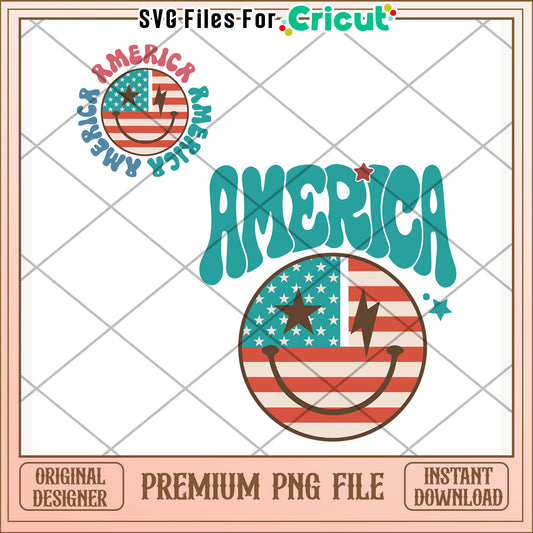 America smile icon png, happy face png, patriotic vibe png