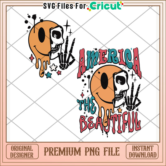 America the beautiful skeleton png, patriotic theme png, spooky design png