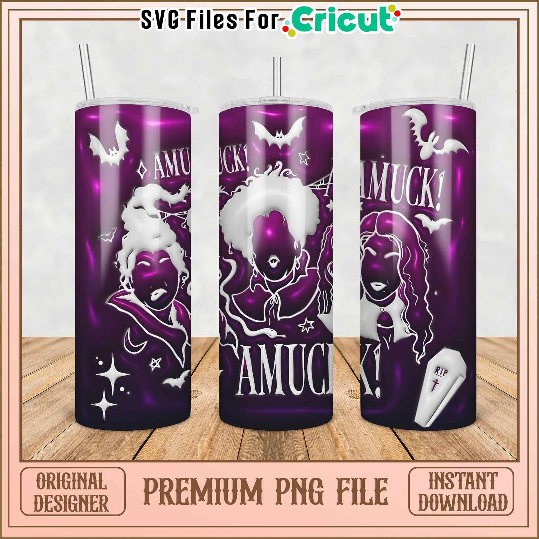 Amuck Amuck Halloween Tumbler Design PNG for Cricut Projects