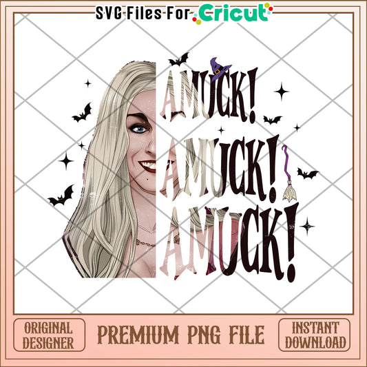 Amuck three times png, halloween cartoon png, halloween nightmare png