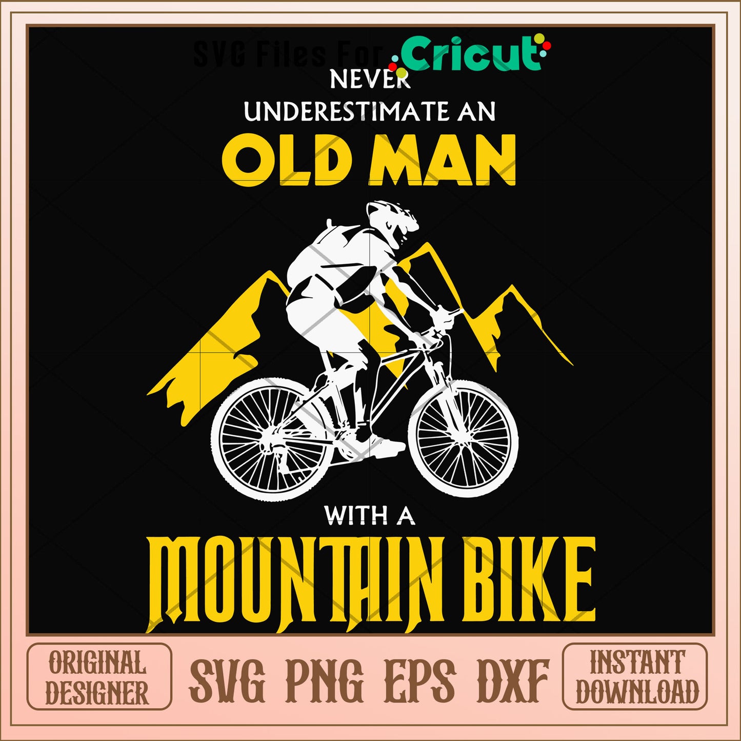 An old man with a mountain bike svg, mountain svg, other svg 
