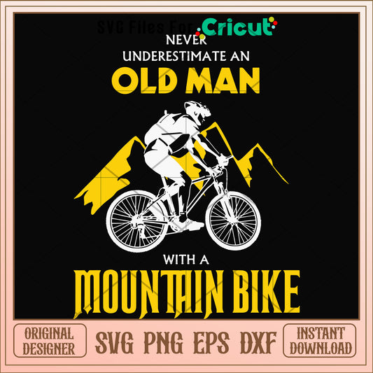 An old man with a mountain bike svg, mountain svg, other svg 