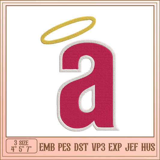 Angel Halo Letter A Embroidery Design