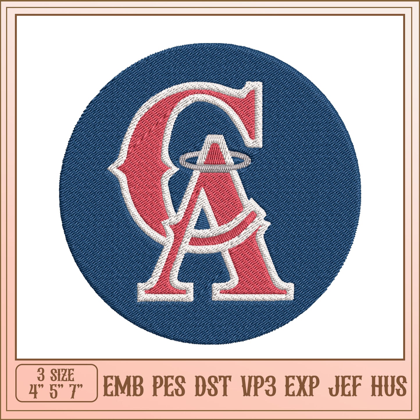 Angels Baseball Embroidery Design