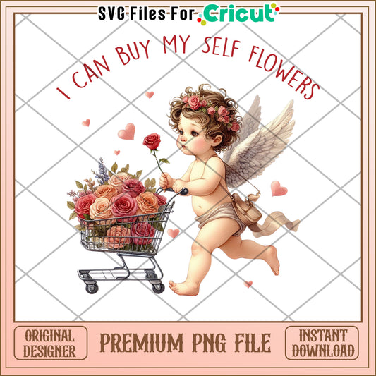 Angel with Flowers PNG Sublimation