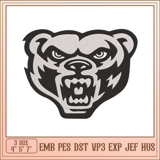 Angry Bear Embroidery Design