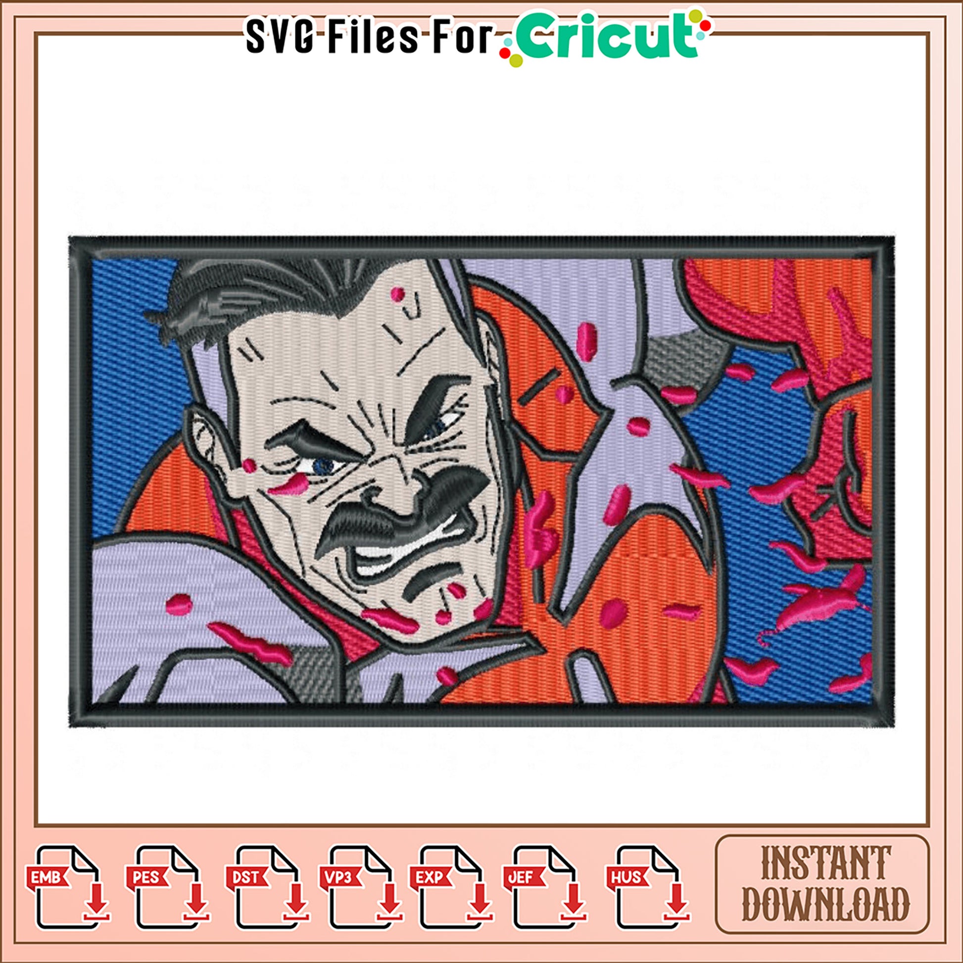 Angry Man Embroidery Design Instant Download