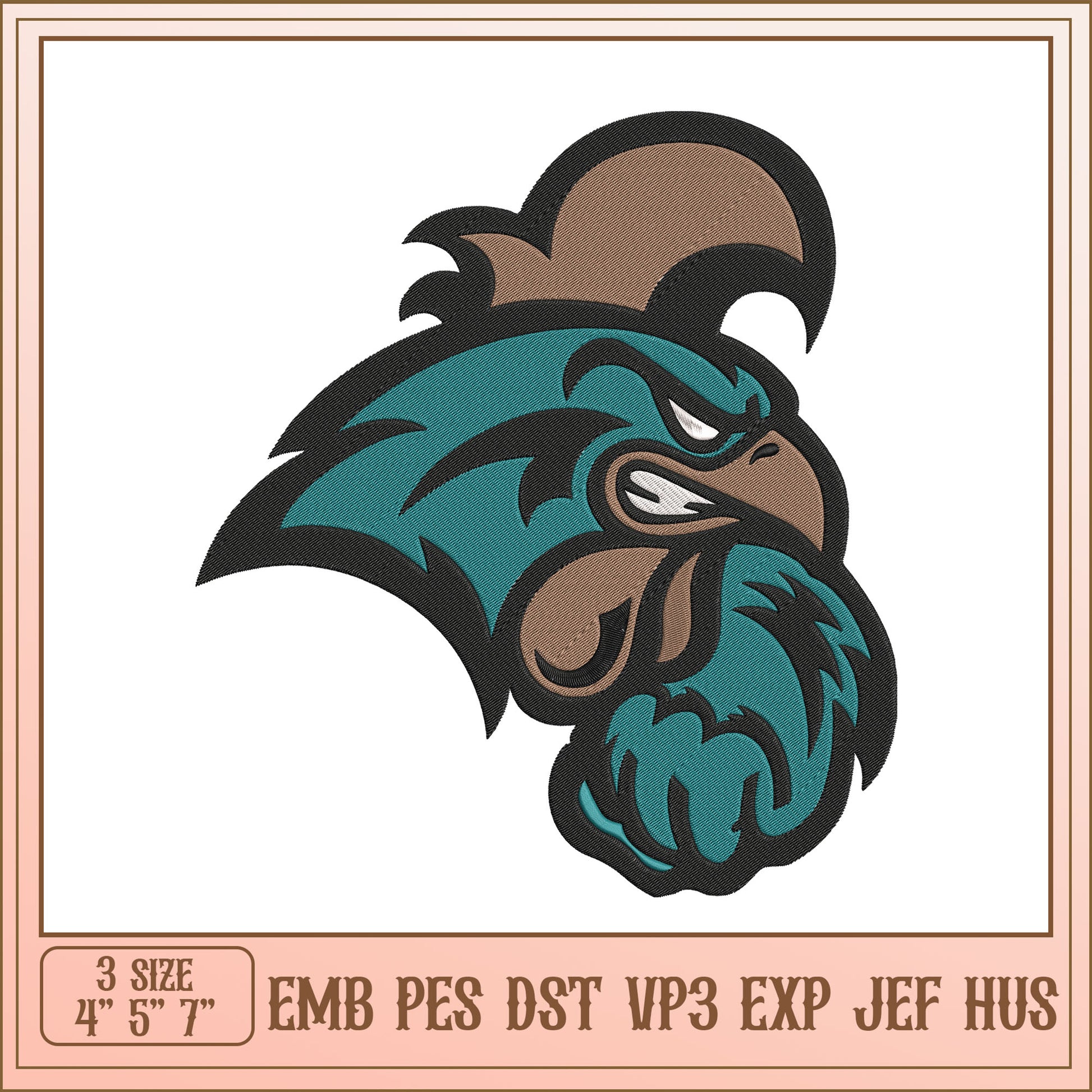 Angry Rooster Embroidery Design