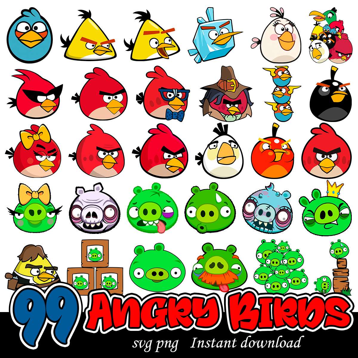 Angry Birds svg bundle, Angry Birds video game bundle