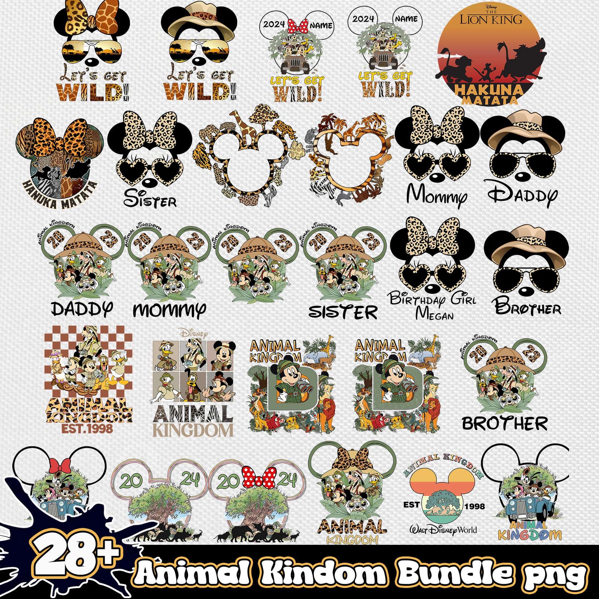 Mickey let's get wild bundle png, disney animal kingdom​ png