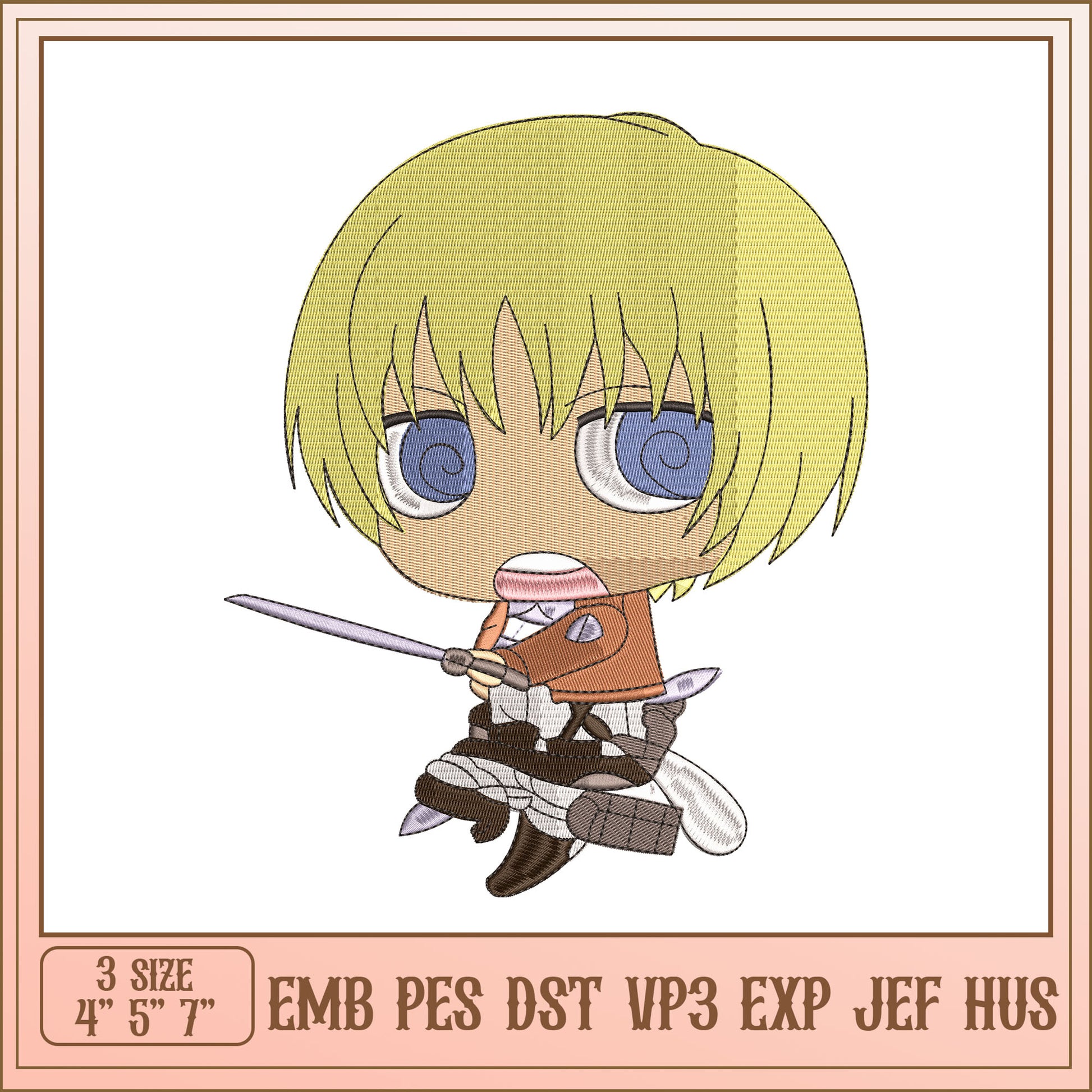Anime Boy Embroidery Design - 3 Sizes