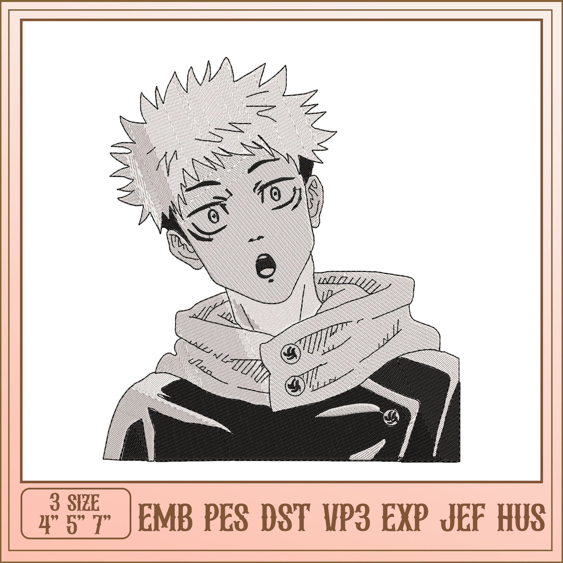 Anime Boy Embroidery Design 4x5x7