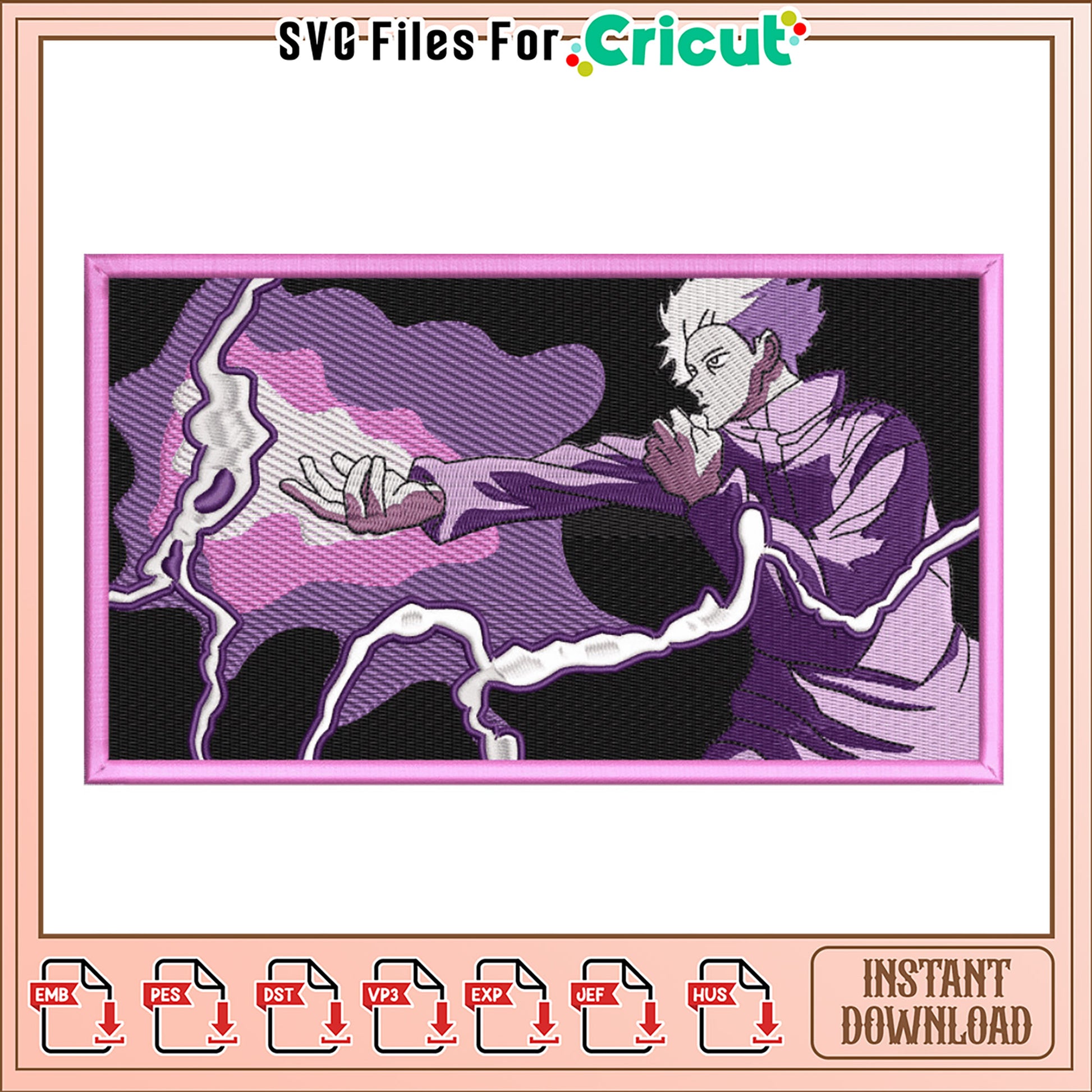 Anime Boy Power Embroidery Design Instant Download