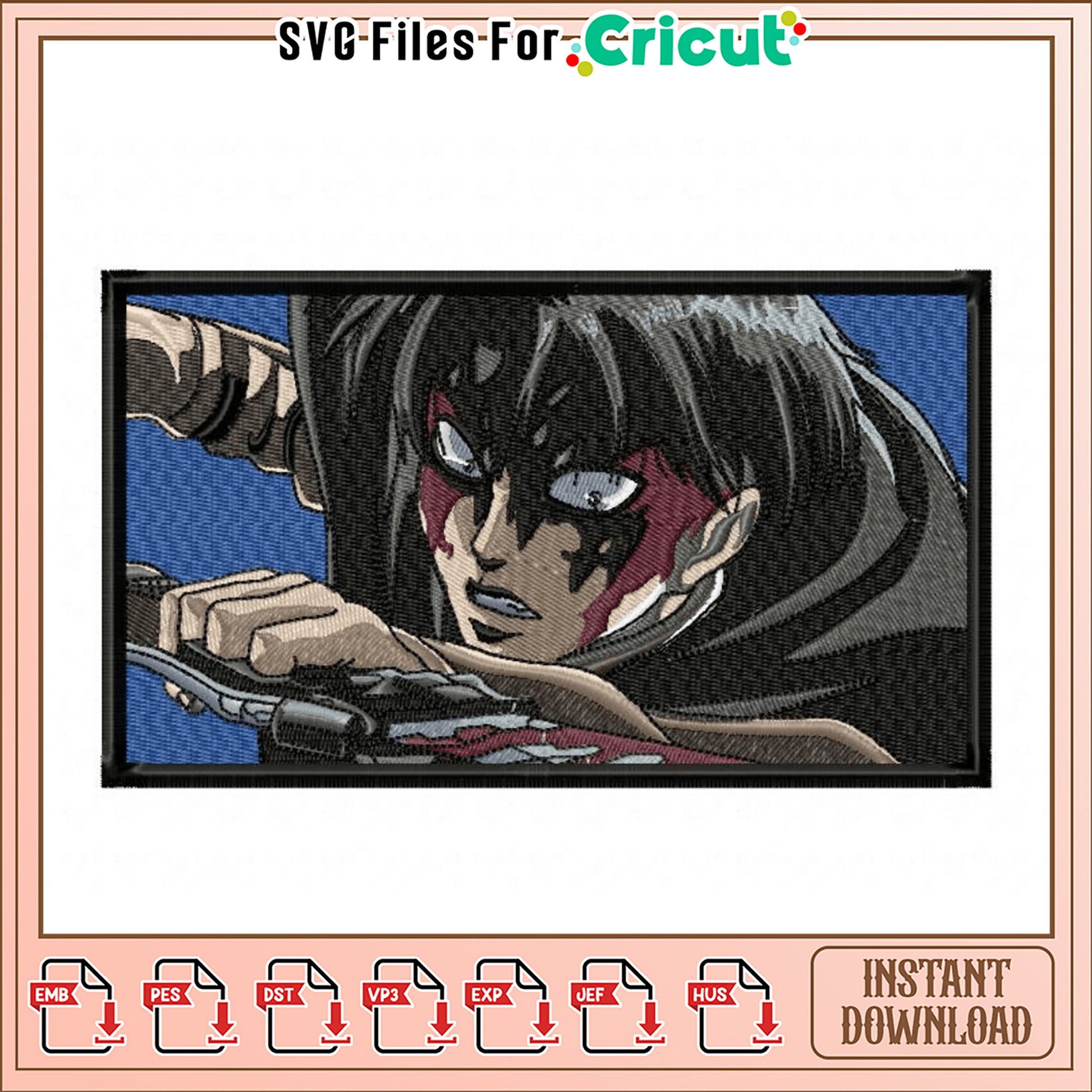 Anime Character Embroidery Design Instant Download