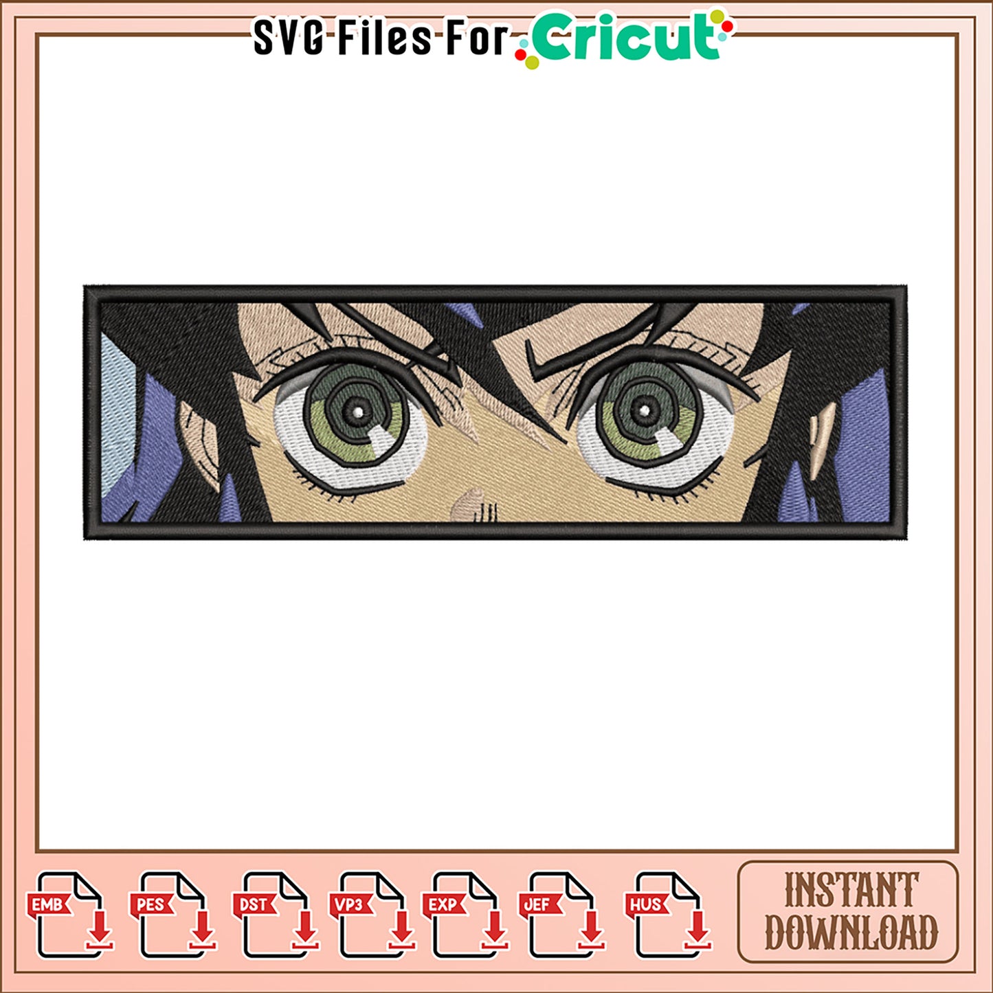 Anime Character Eye Embroidery Design Instant Download