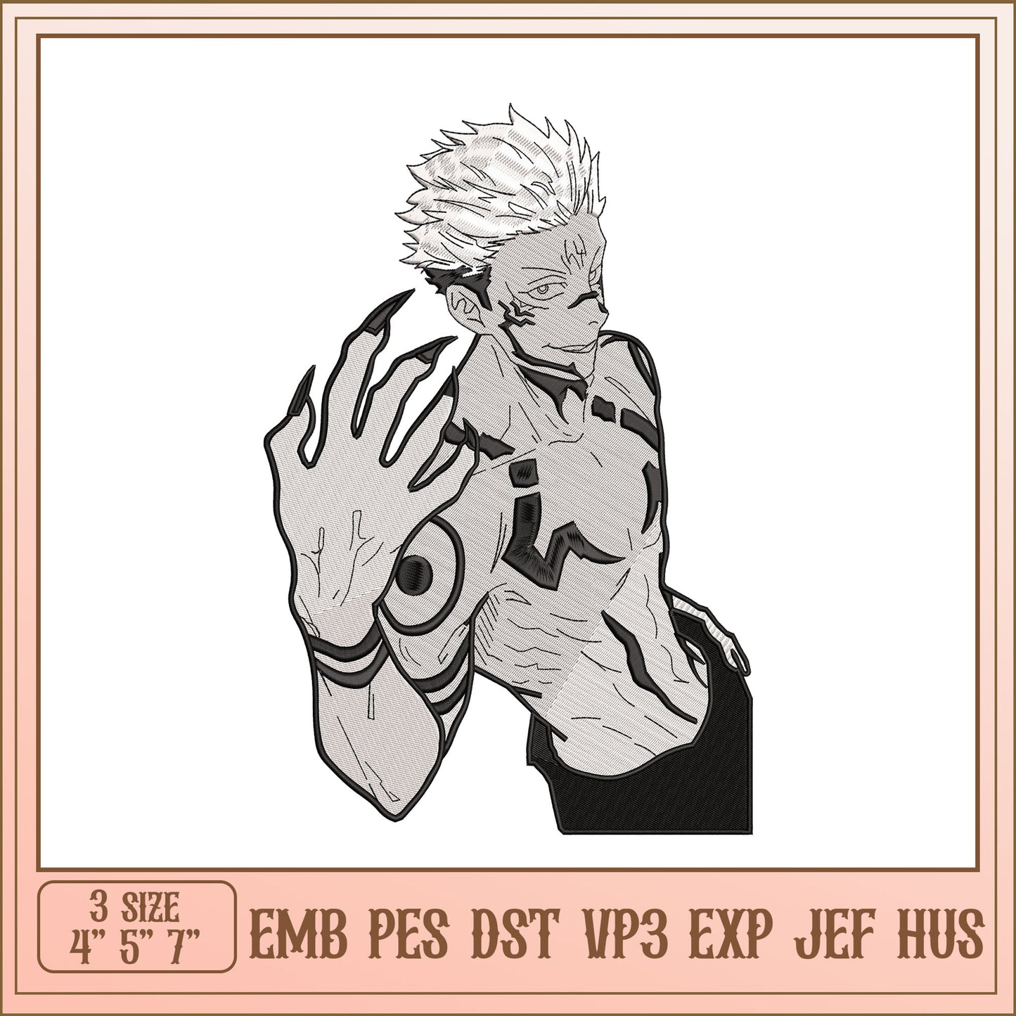 Anime Embroidery Design 3 Sizes EMB PES DST VP3 EXP JEF HUS