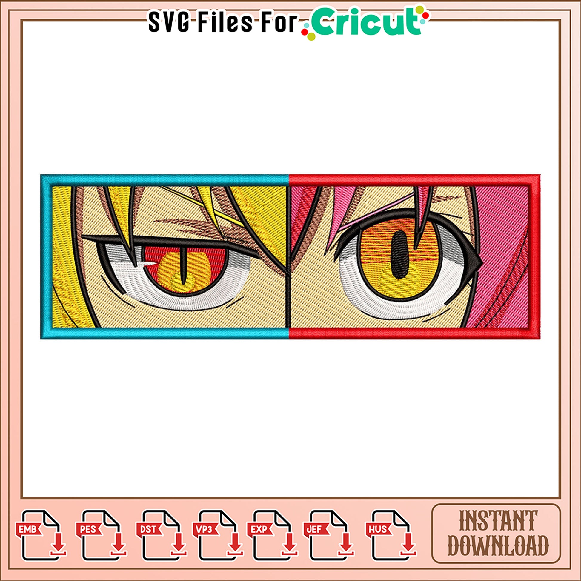 Anime Eye Embroidery Design Instant Download File