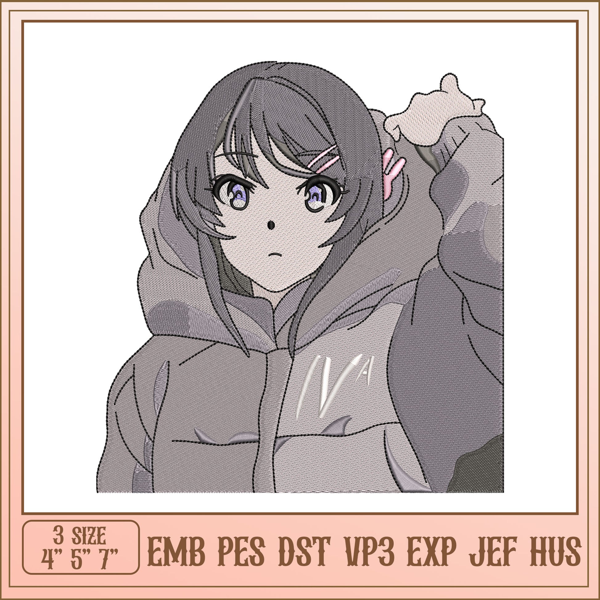 Anime Girl Embroidery Design