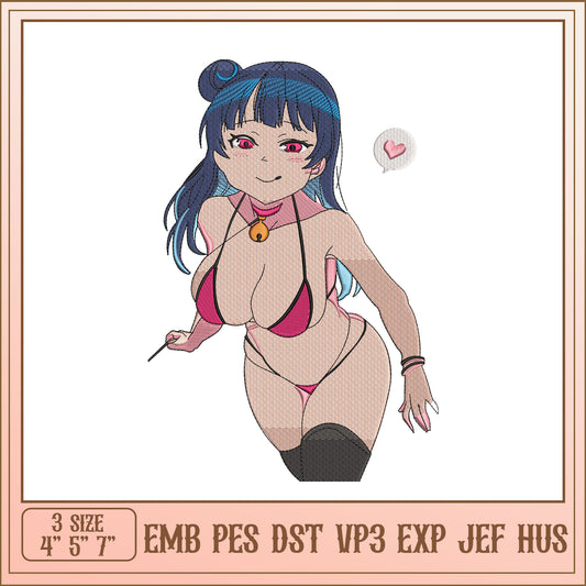 Anime Girl Embroidery Design 4x7