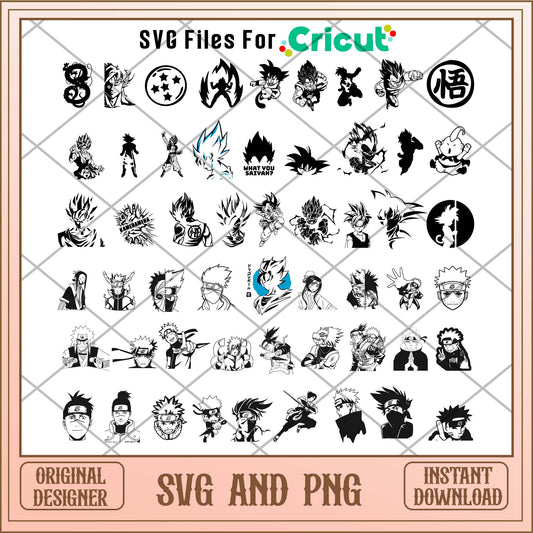 Naruto x Goku svg bundle, Anime cool characters - Svgfileforcricut
