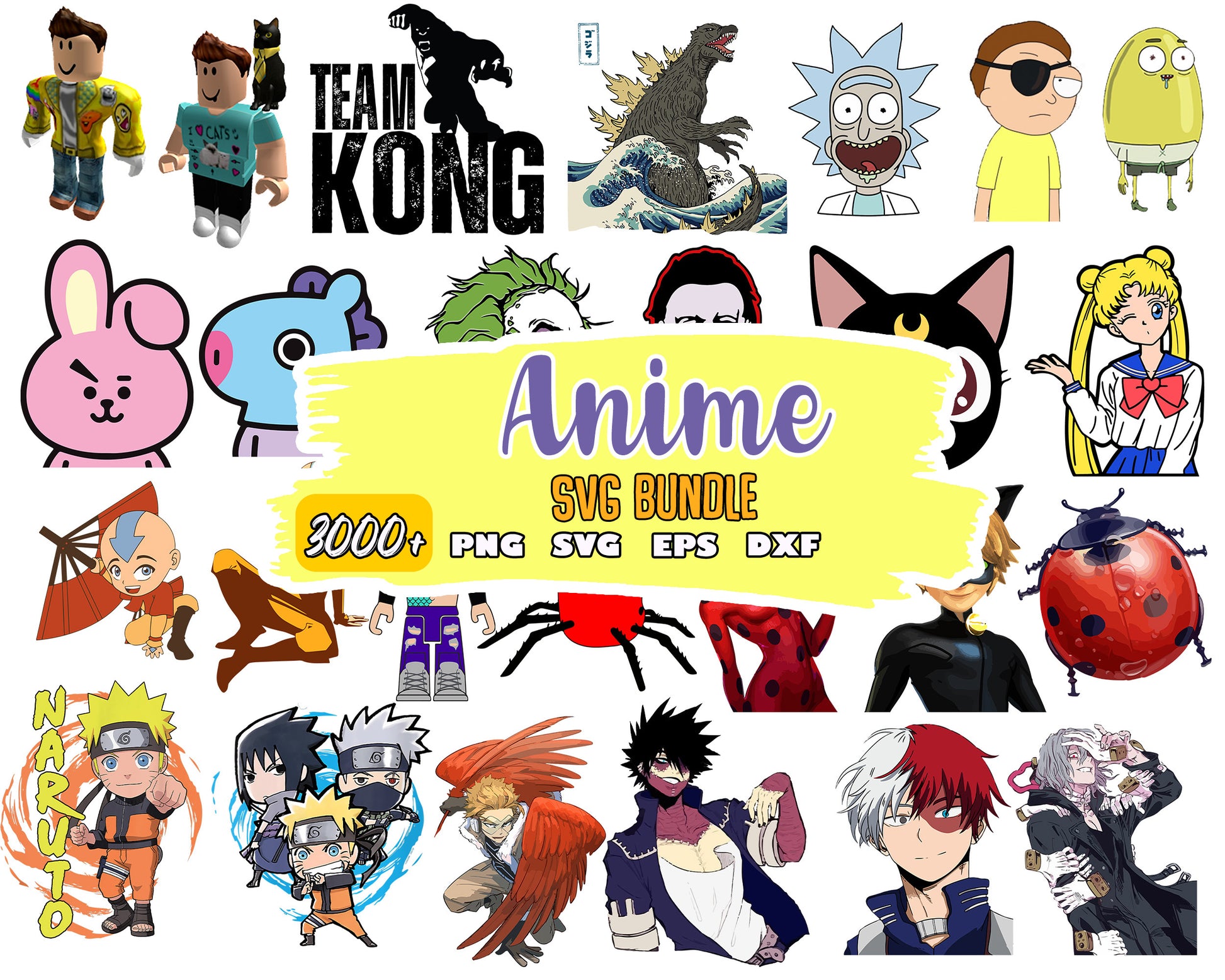 Anime and characters bundle svg, popular anime​​ svg, cartoon svg