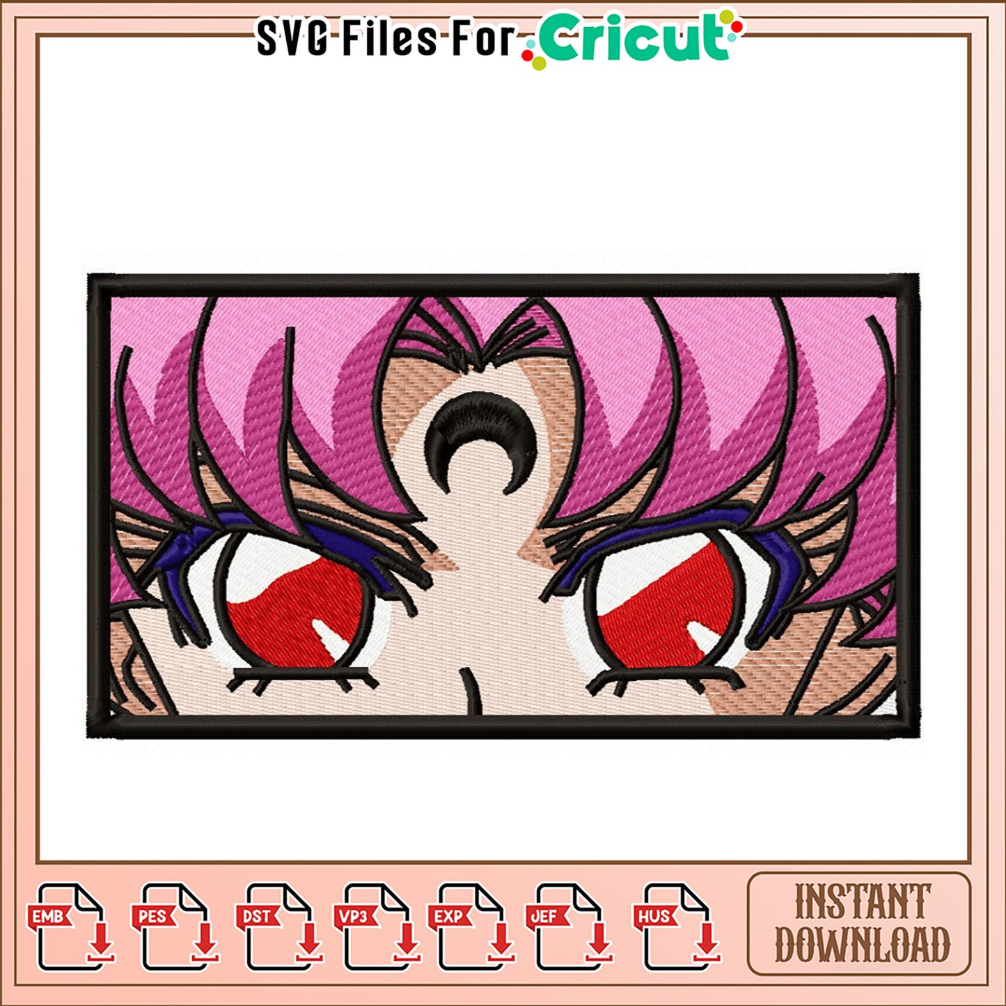 Anime Style Embroidery Design Instant Download File