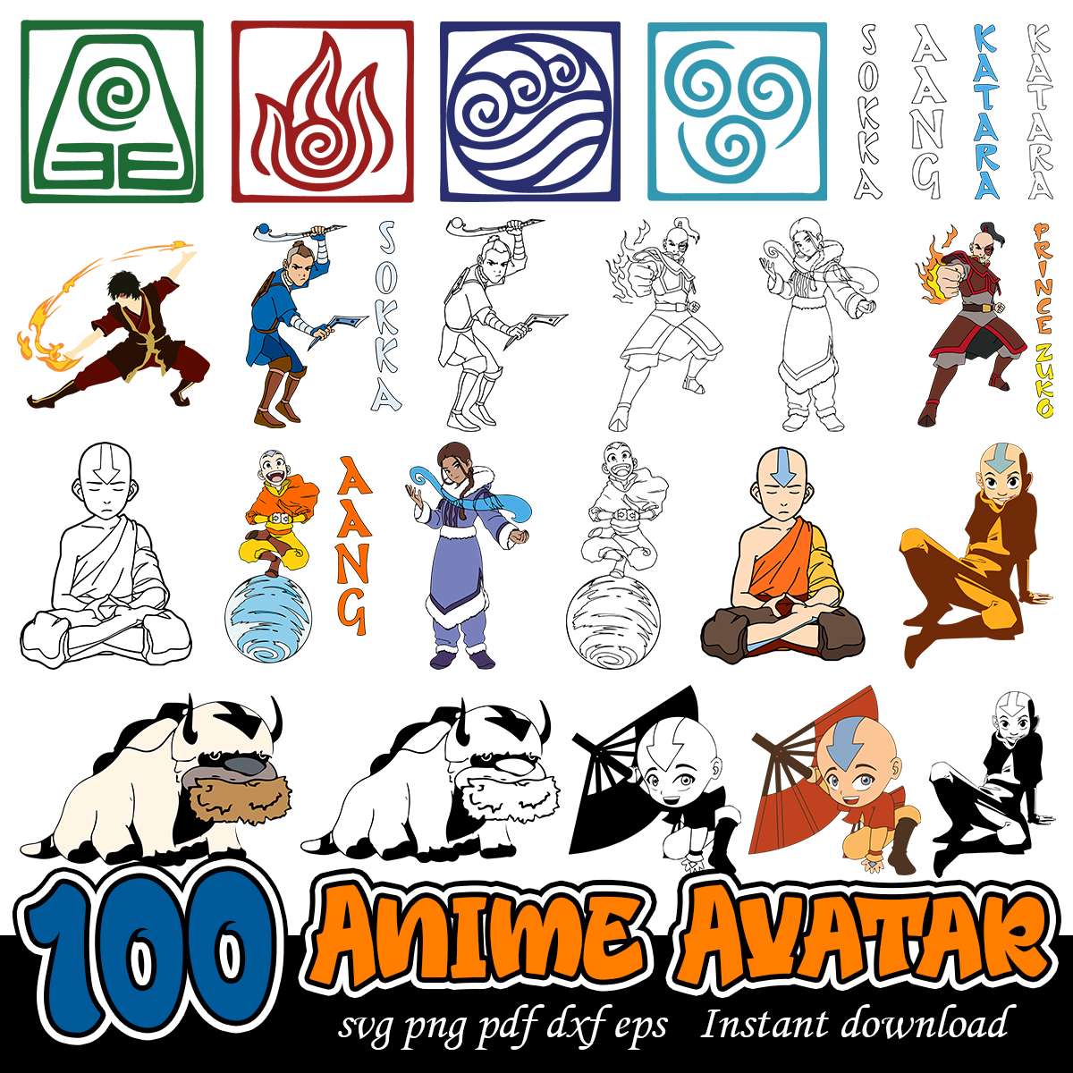 Avatar Svg Bundle, Avatar the Last Airbender bundle