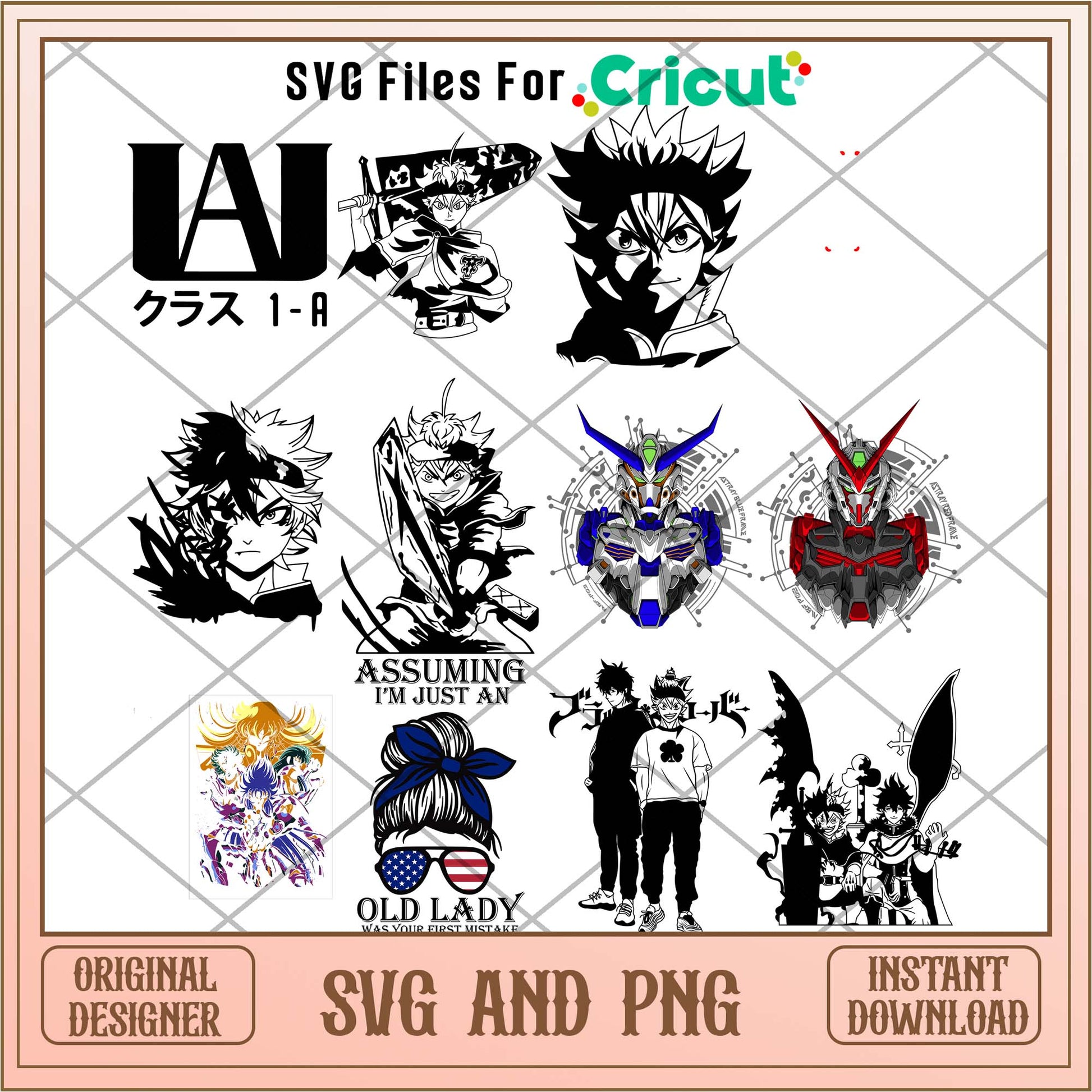 Anime black and white characters svg bundle - Svgfileforcricut
