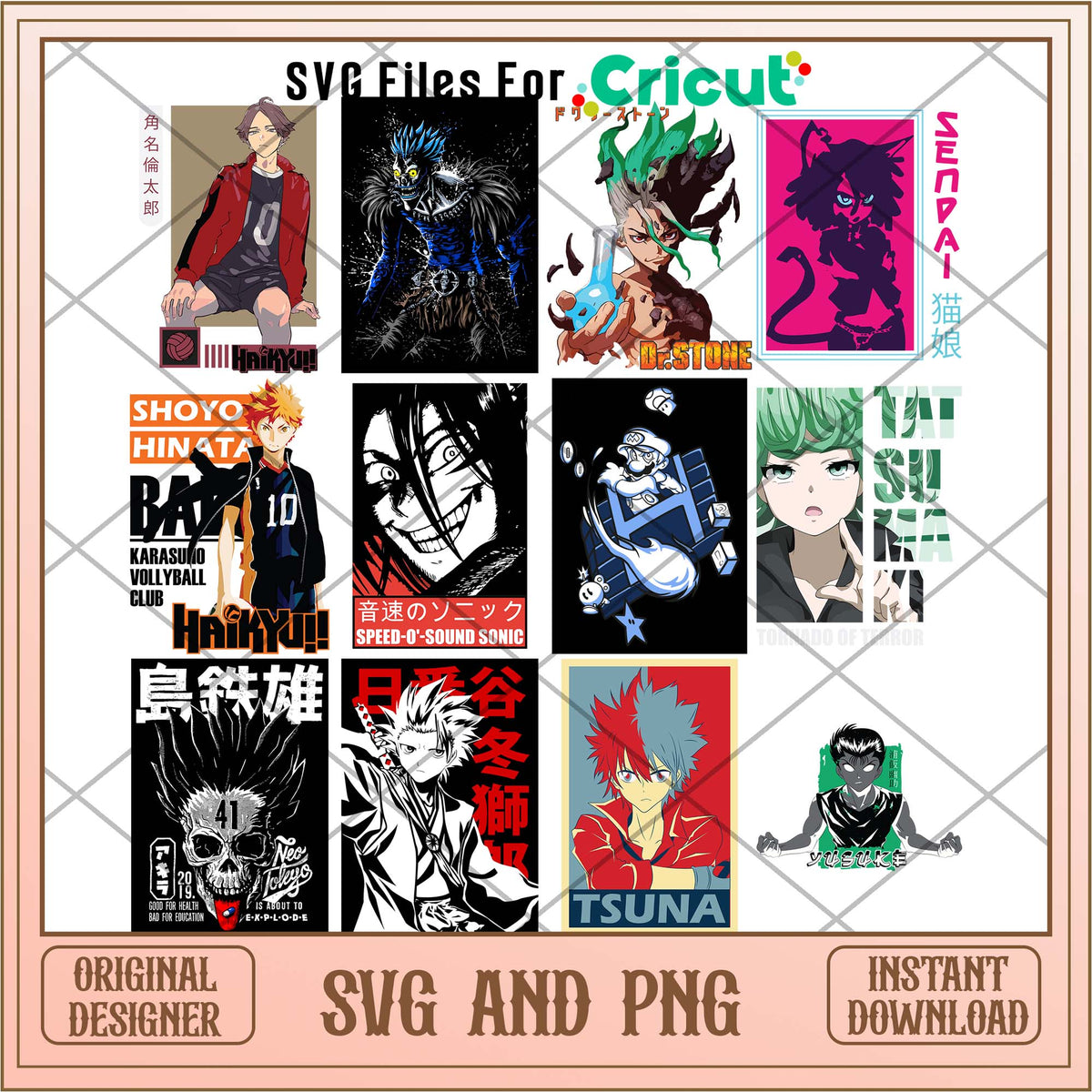 Anime characters cool svg bundle – svg files for cricut