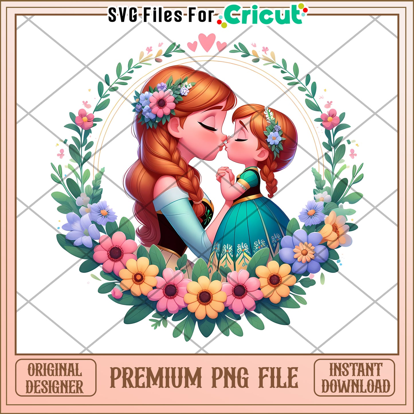 Anna & Elsa Kiss PNG Cricut File