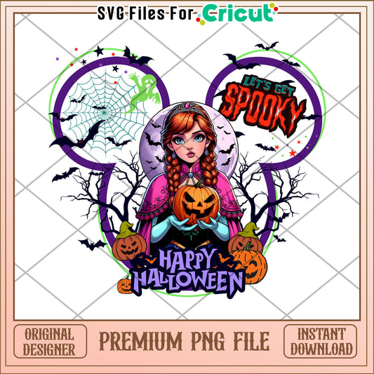 Anna lets get spooky png, trick or treat png, halloween wallpaper​ png