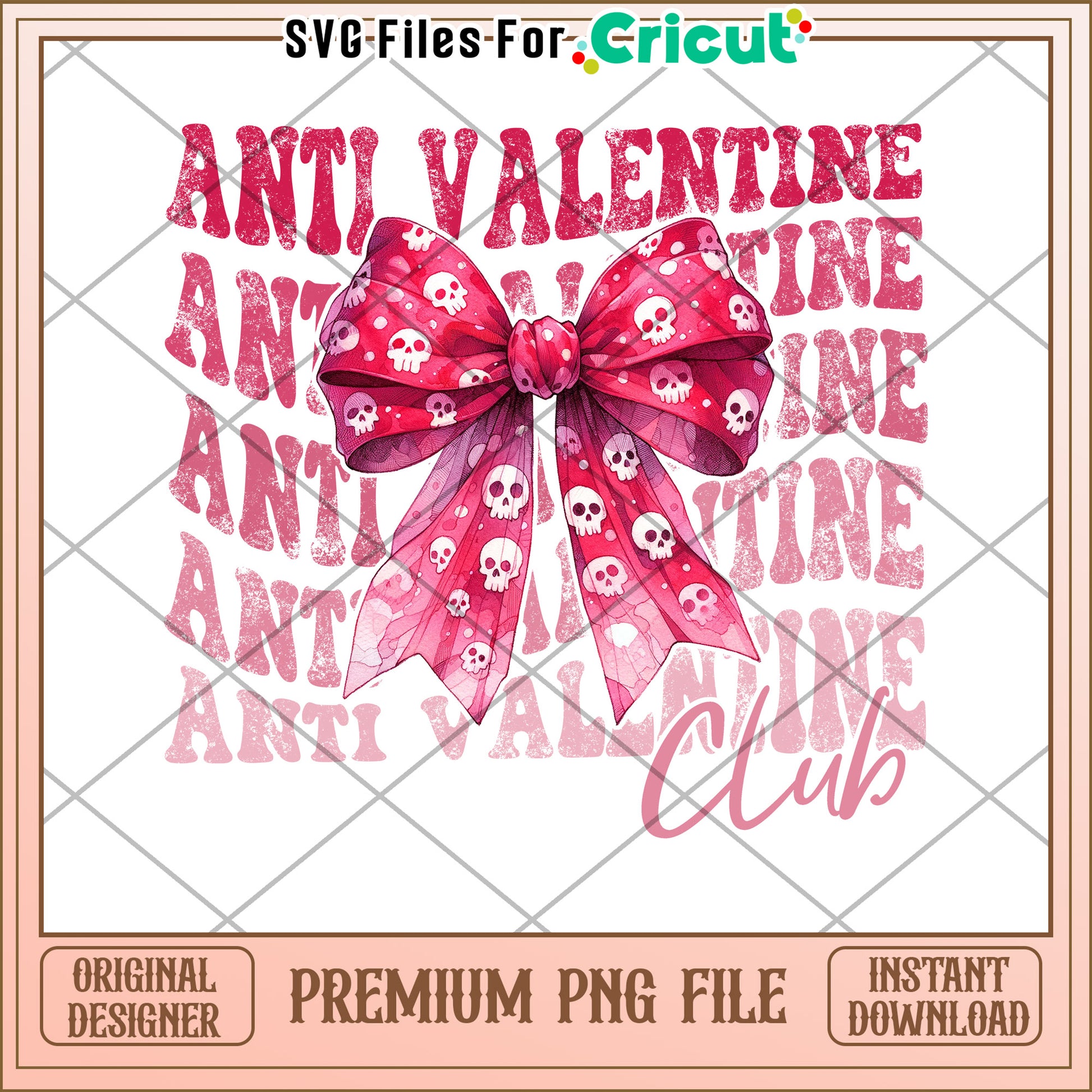 Anti Valentine Club Bow PNG Design