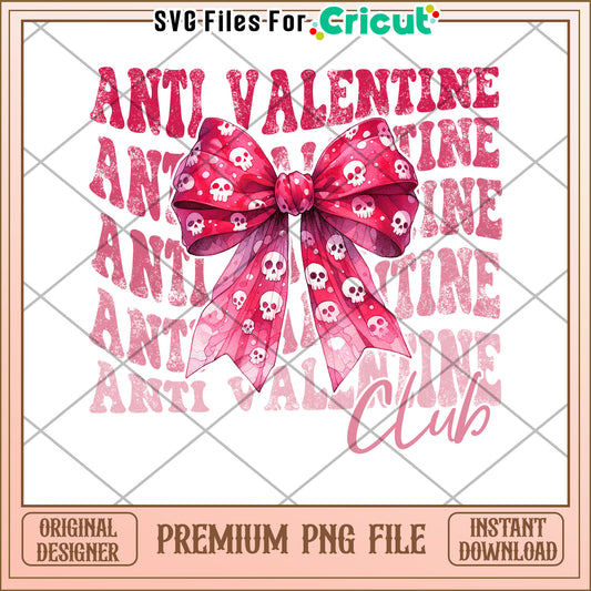 Anti Valentine Club Bow PNG Design