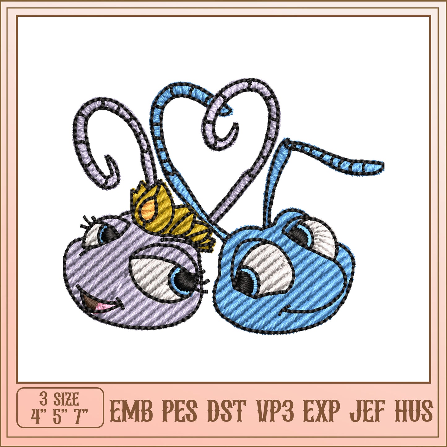 Ants Embroidery Design 3 Sizes