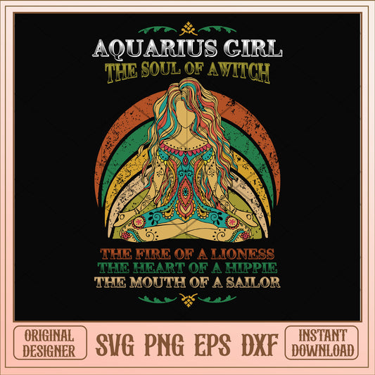 Aquarius girl the soul of a witch svg, aquarius svg, birthday svg
