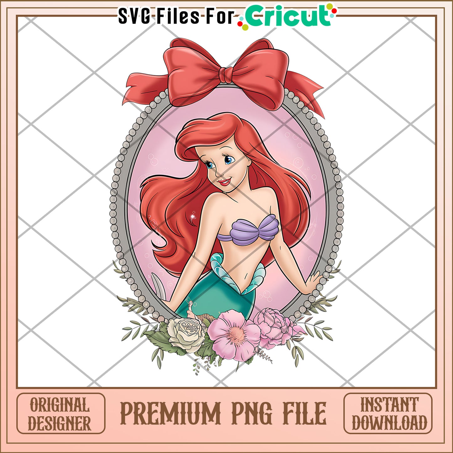 Ariel Mermaid PNG File for Crafting Projects, Digital Download Art