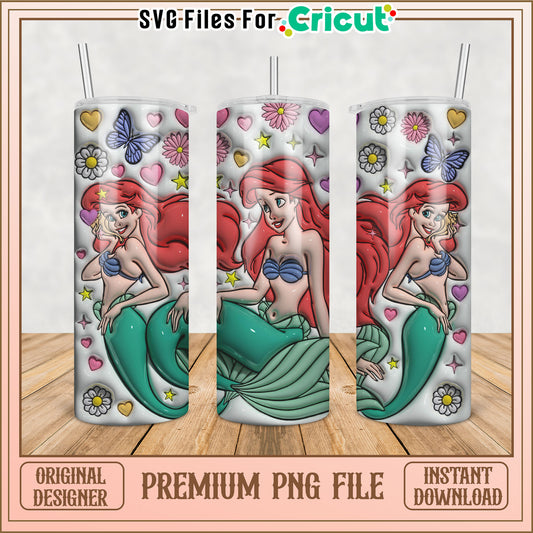 Ariel Mermaid Tumbler PNG Design