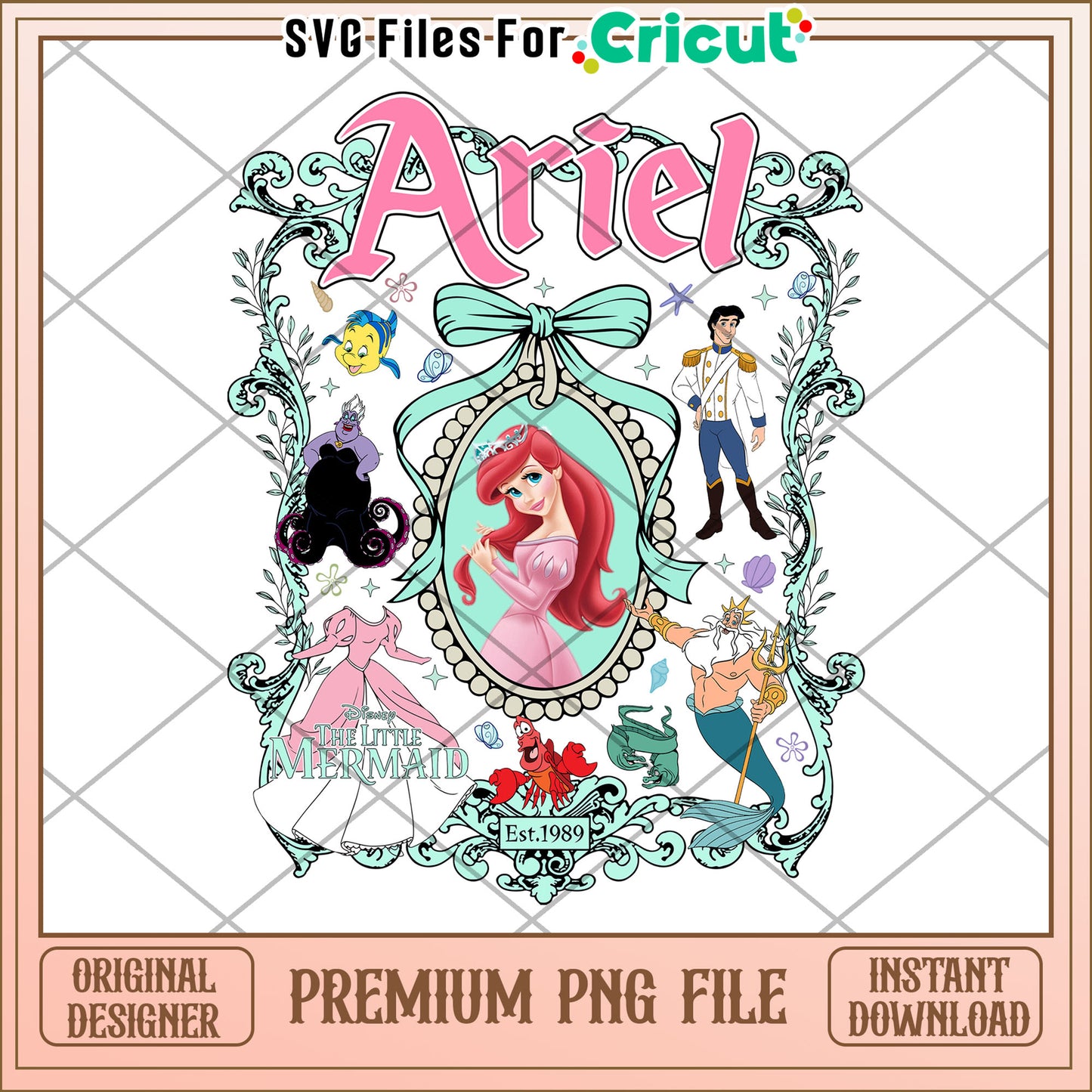 Ariel The Little Mermaid PNG File, Instant Download for Crafts